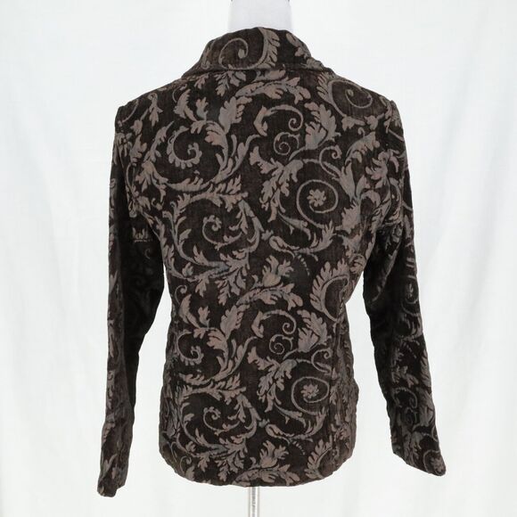 Habitat Jacket Womens Medium Black Brocade Buttons Pockets Fitted Unlined Blazer - Picture 3 of 16